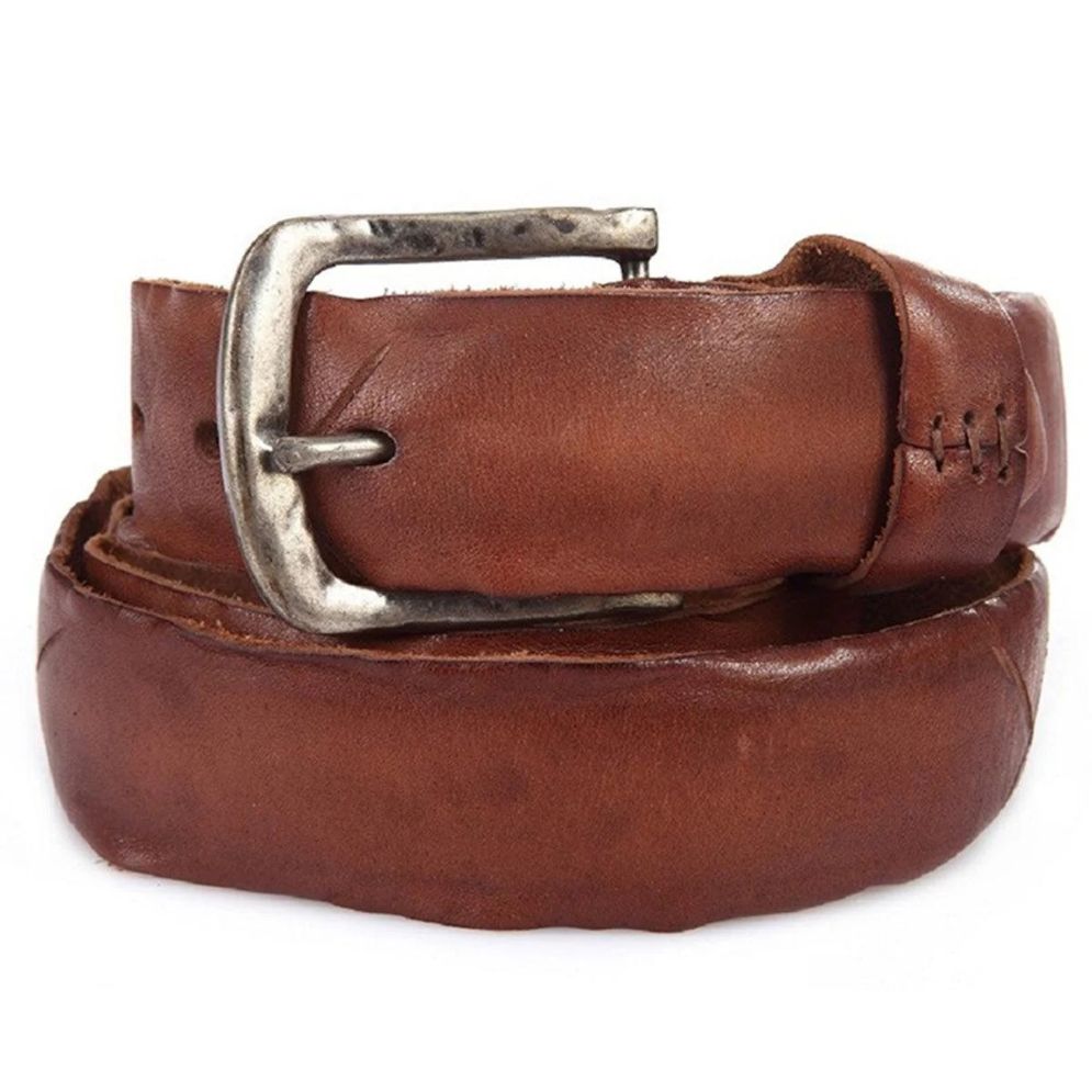 Ceinture en Cuir Denim Rétro à L'aspect Vieilli Ayren - La Ceinturerie
