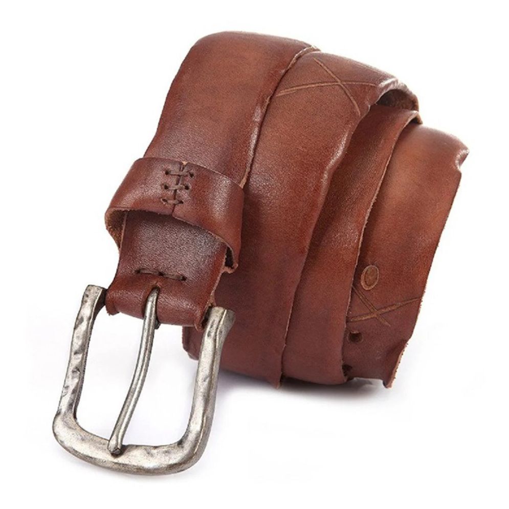 Ceinture en Cuir Denim Rétro à L'aspect Vieilli Ayren - La Ceinturerie
