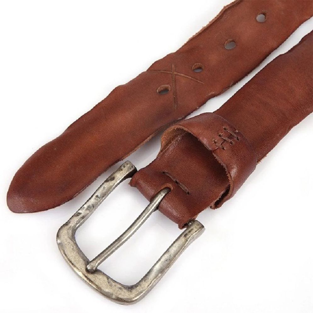 Ceinture en Cuir Denim Rétro à L'aspect Vieilli Ayren - La Ceinturerie

