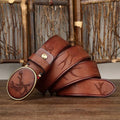 Ceinture en Cuir au Motif Cerf Modèle Faltusa - La Ceinturerie
