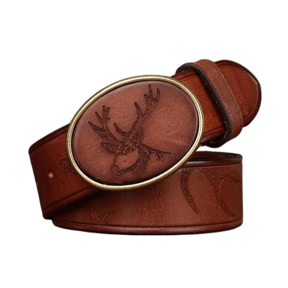 Ceinture en Cuir au Motif Cerf Modèle Faltusa - La Ceinturerie


