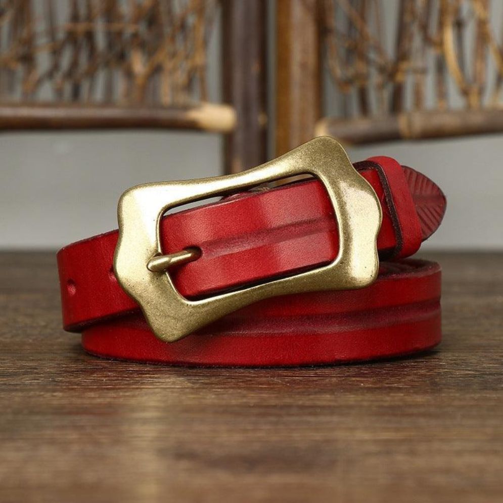 Ceinture en Cuir Motif Plume pour Femme Modèle Betina - La Ceinturerie
