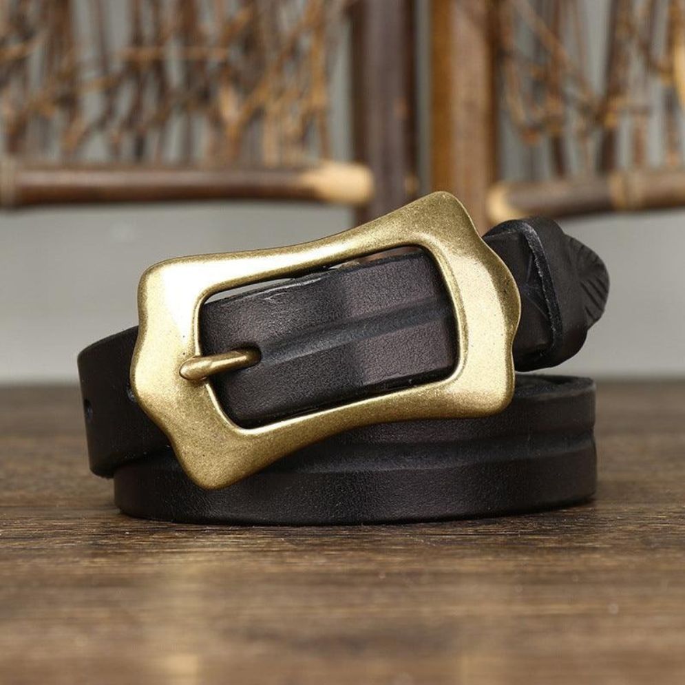 Ceinture en Cuir Motif Plume pour Femme Modèle Betina - La Ceinturerie
