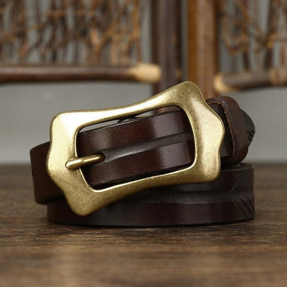 Ceinture en Cuir Motif Plume pour Femme Modèle Betina - La Ceinturerie
