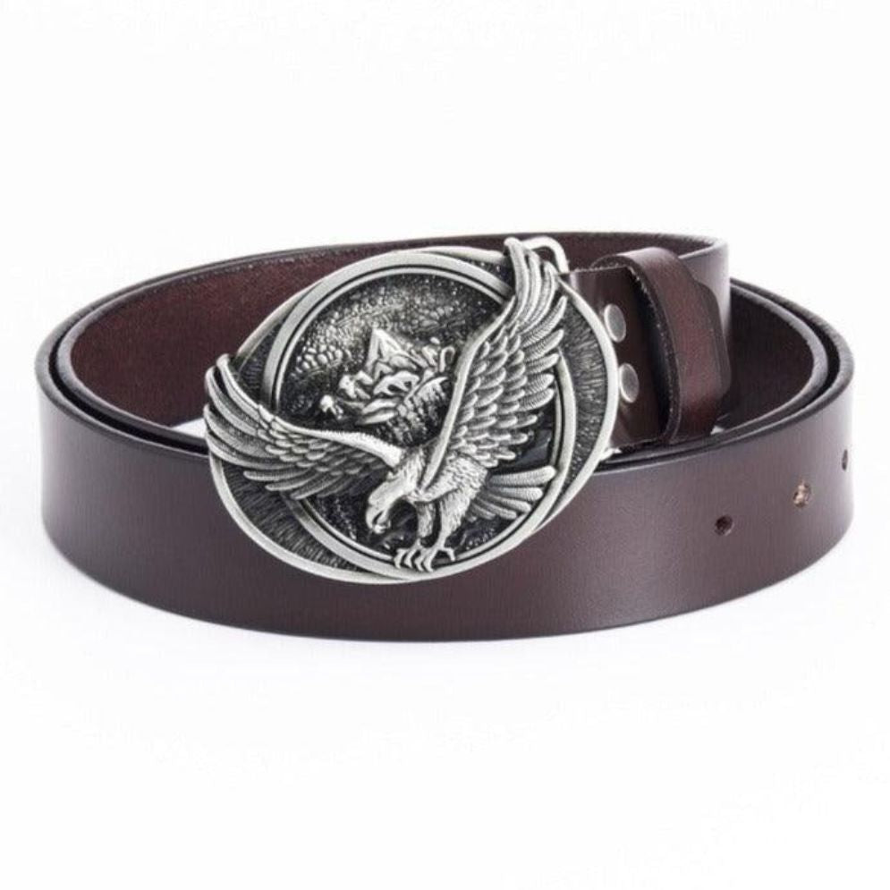 Ceinture en Cuir avec Aigle Modèle Arjun - La Ceinturerie
