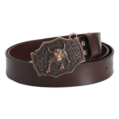 Ceinture en Cuir avec Boucle Taureau Modèle Shertur - La Ceinturerie

