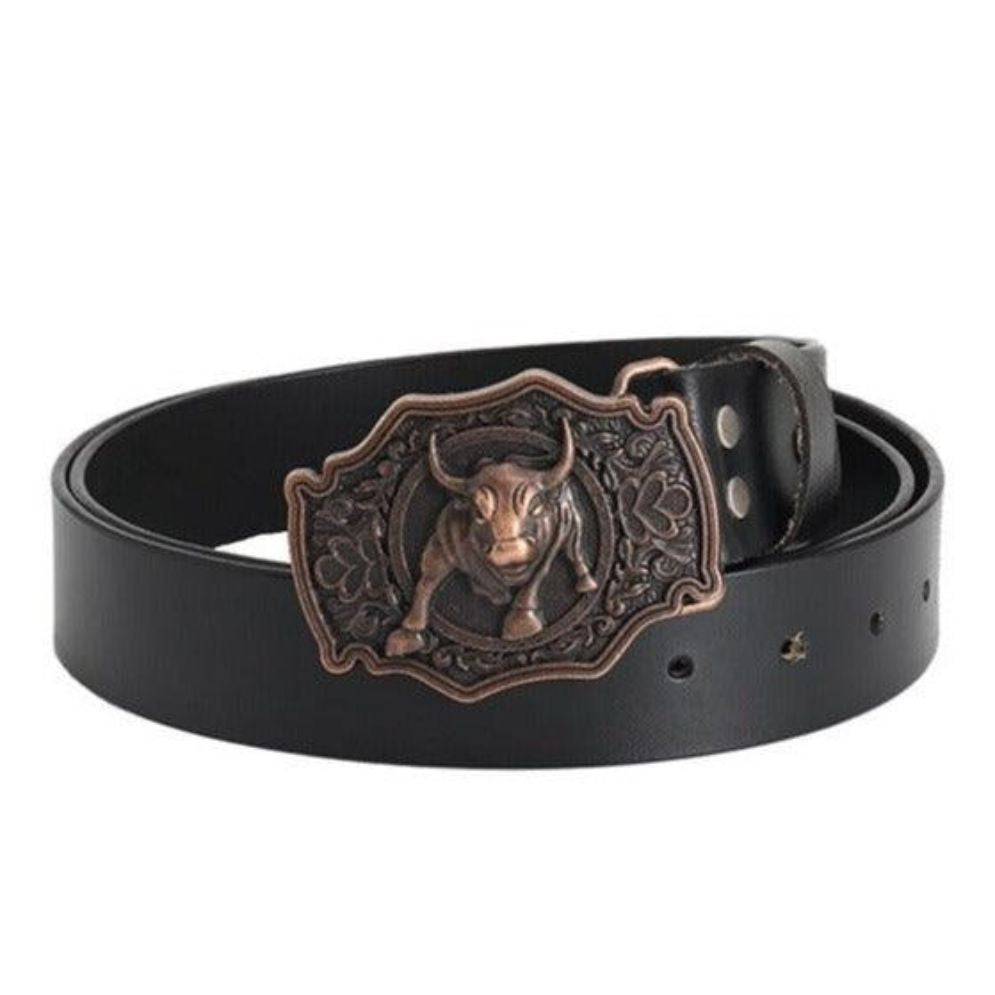 Ceinture en Cuir avec Boucle Taureau Modèle Shertur - La Ceinturerie

