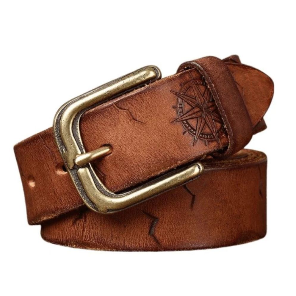 Ceinture Cuir Incrusté Boussole Homme Modèle Daksha - La Ceinturerie