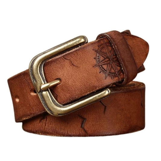 Ceinture Cuir Incrusté Boussole Homme Modèle Daksha - La Ceinturerie