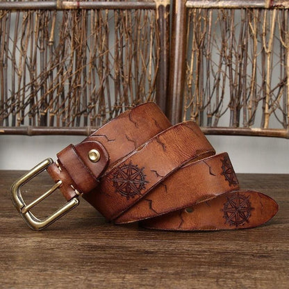 Ceinture Cuir Incrusté Boussole Homme Modèle Daksha - La Ceinturerie