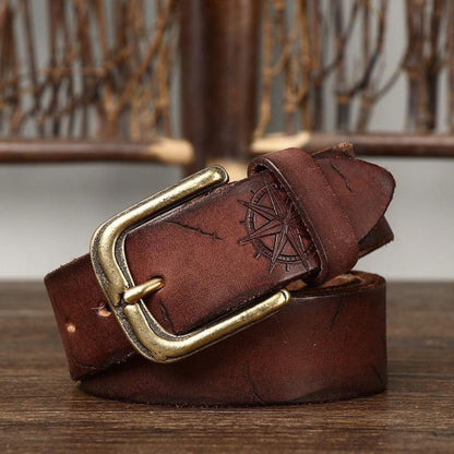 Ceinture Cuir Incrusté Boussole Homme Modèle Daksha - La Ceinturerie