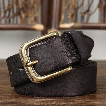 Ceinture Cuir Incrusté Boussole Homme Modèle Daksha - La Ceinturerie