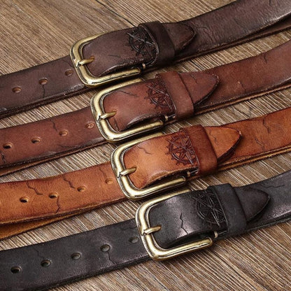 Ceinture Cuir Incrusté Boussole Homme Modèle Daksha - La Ceinturerie