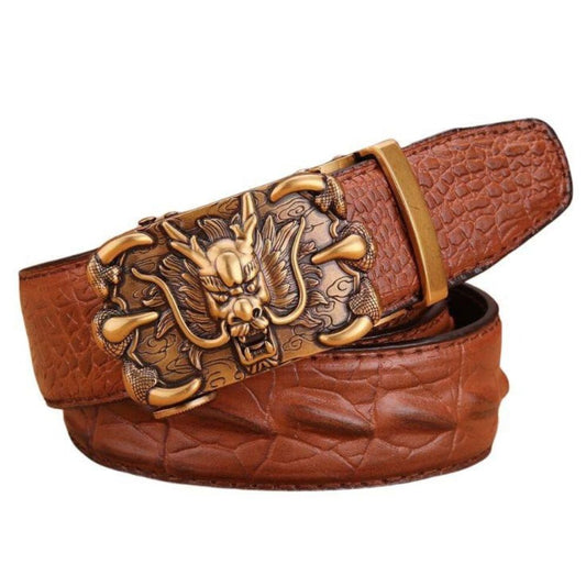 Ceinture Cuir Boucle Dorée Dragon Homme Modèle Kian - La Ceinturerie