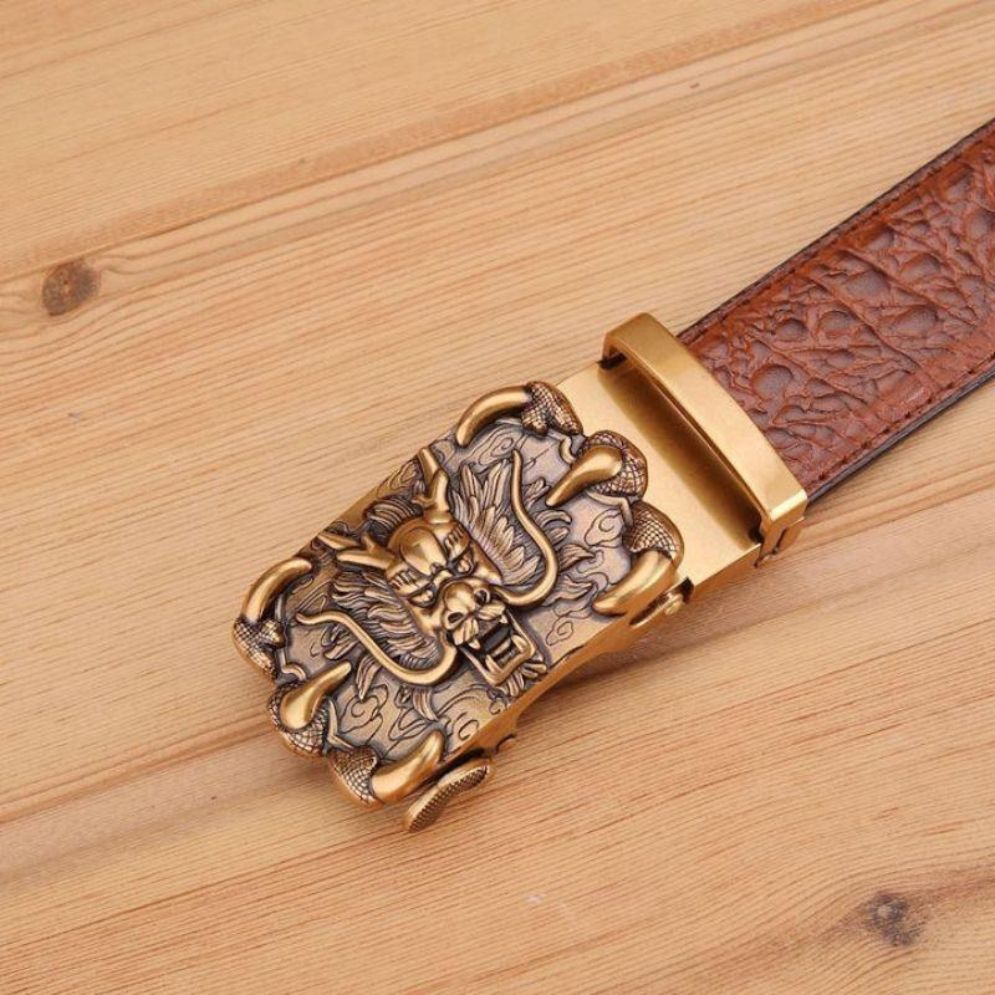 Ceinture Cuir Boucle Dorée Dragon Homme Modèle Kian - La Ceinturerie