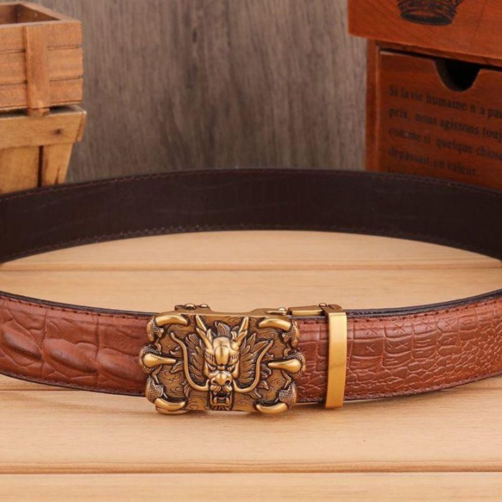 Ceinture Cuir Boucle Dorée Dragon Homme Modèle Kian - La Ceinturerie