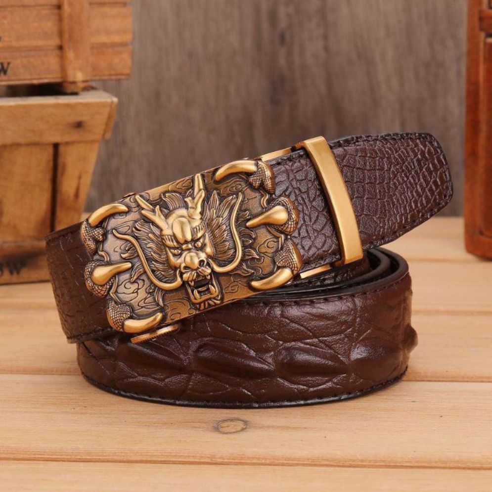 cCeinture Cuir Boucle Dorée Dragon Homme Modèle Kian - La Ceinturerie