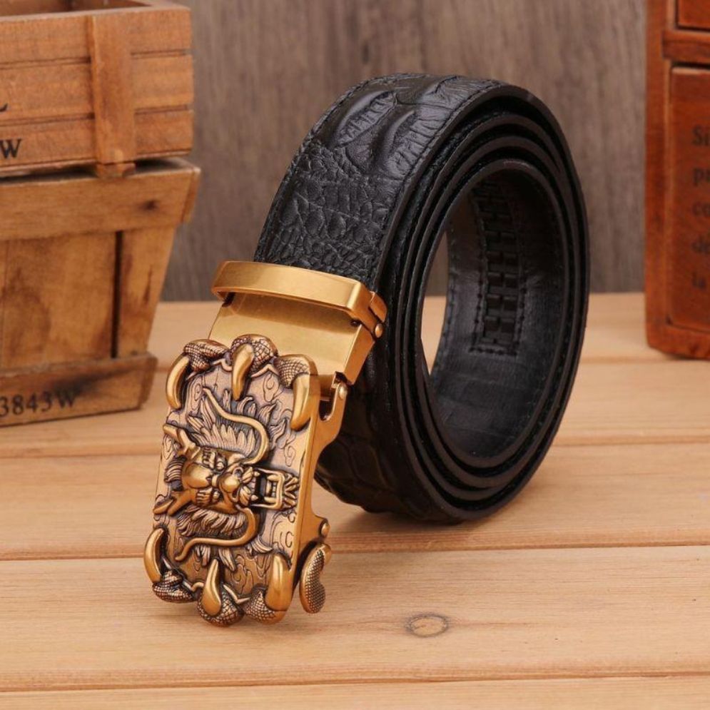Ceinture Cuir Boucle Dorée Dragon Homme Modèle Kian - La Ceinturerie