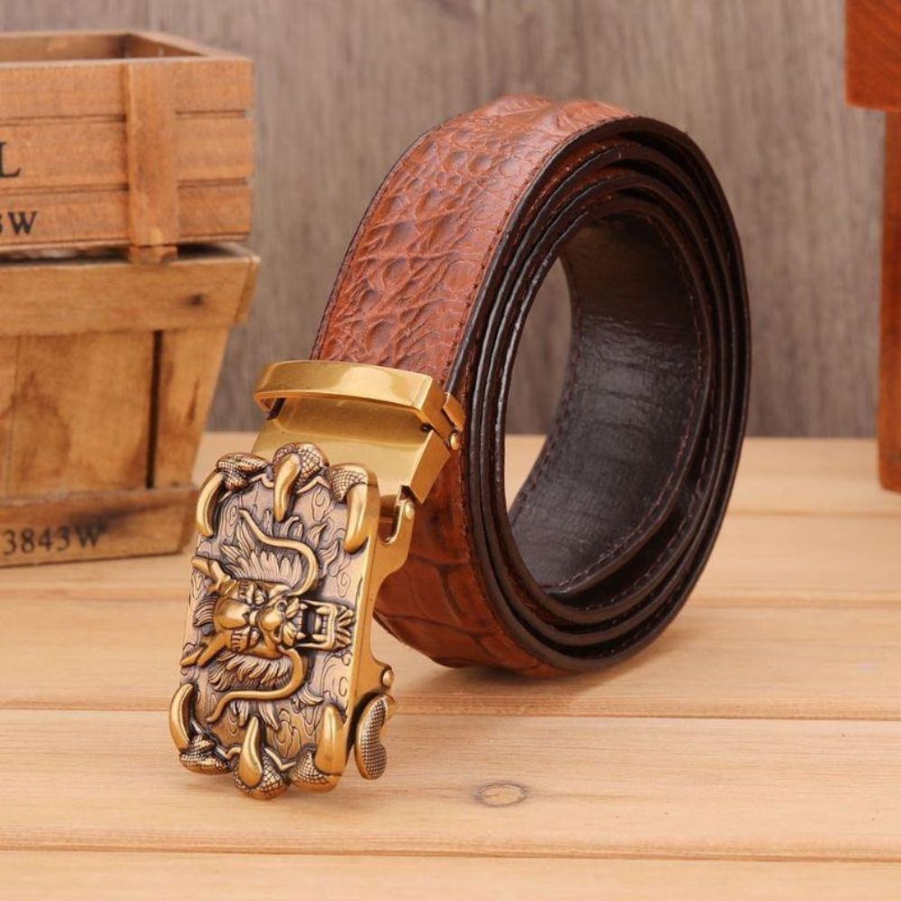 Ceinture Cuir Boucle Dorée Dragon Homme Modèle Kian - La Ceinturerie