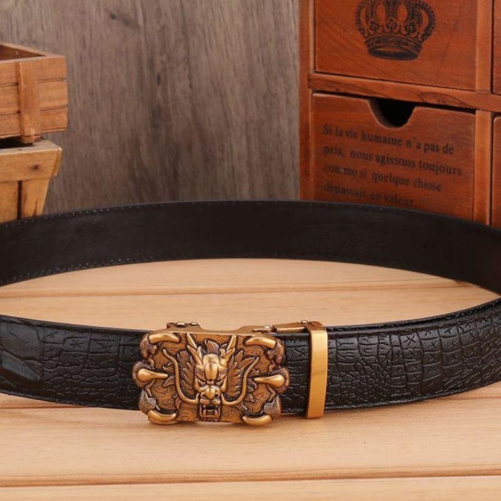 Ceinture Cuir Boucle Dorée Dragon Homme Modèle Kian - La Ceinturerie