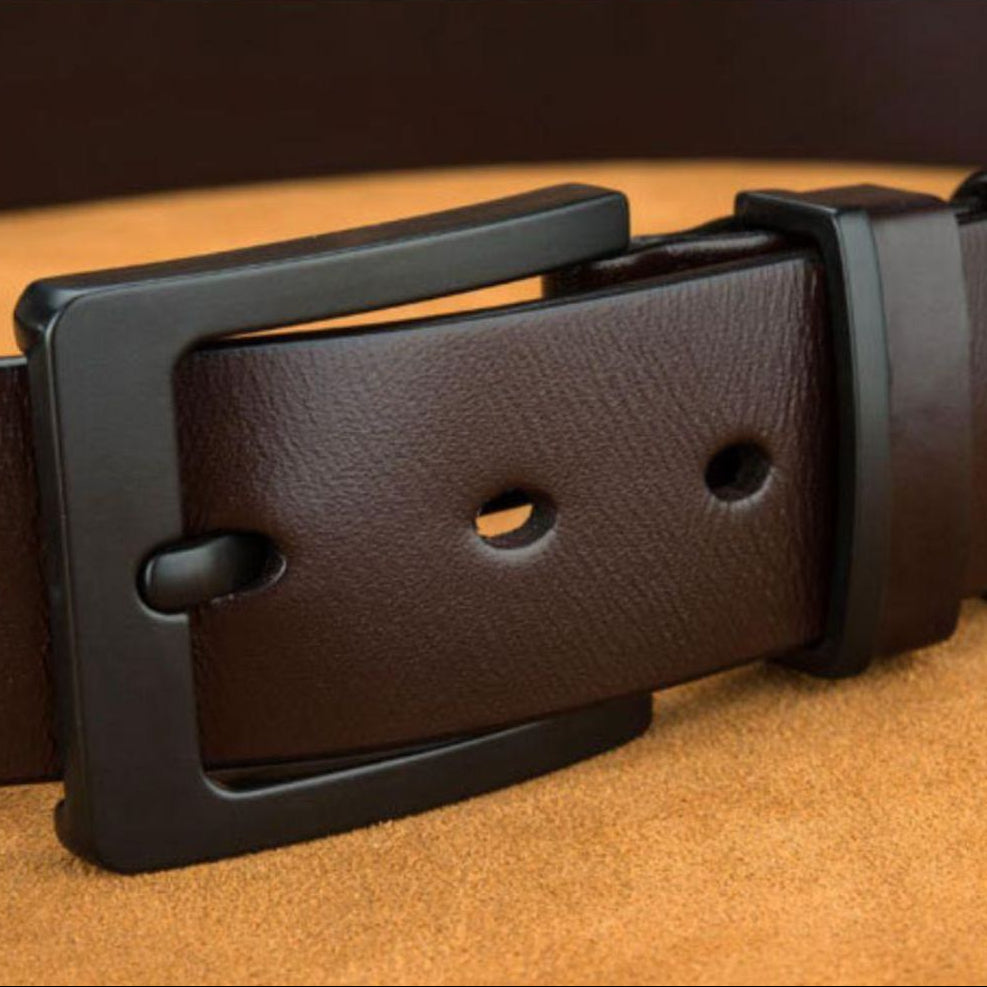 Ceinture en Cuir Boucle Noire pour Homme Modèle Peci