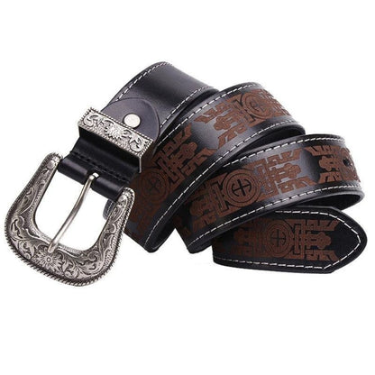 Ceinture en Cuir Gravée Western pour Homme Modèle Seb