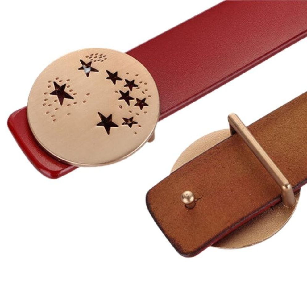 Ceinture en Cuir Boucle Étoilée Femme Modèle Varga - La Ceinturerie