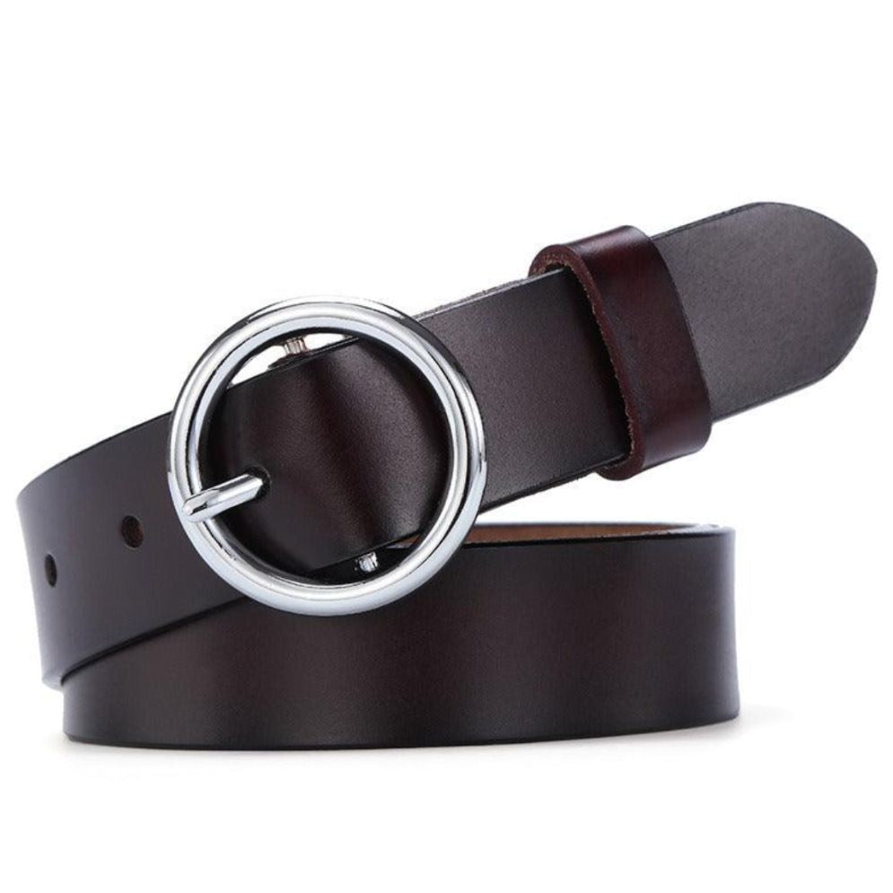 Ceinture en Cuir Lisse Boucle Dorée pour Femme - La Ceinturerie