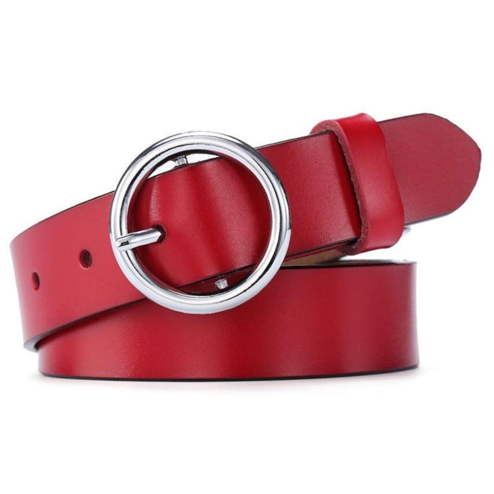 Ceinture en Cuir Lisse Boucle Dorée pour Femme - La Ceinturerie