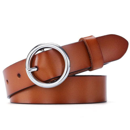 Ceinture en Cuir Lisse Boucle Dorée pour Femme - La Ceinturerie