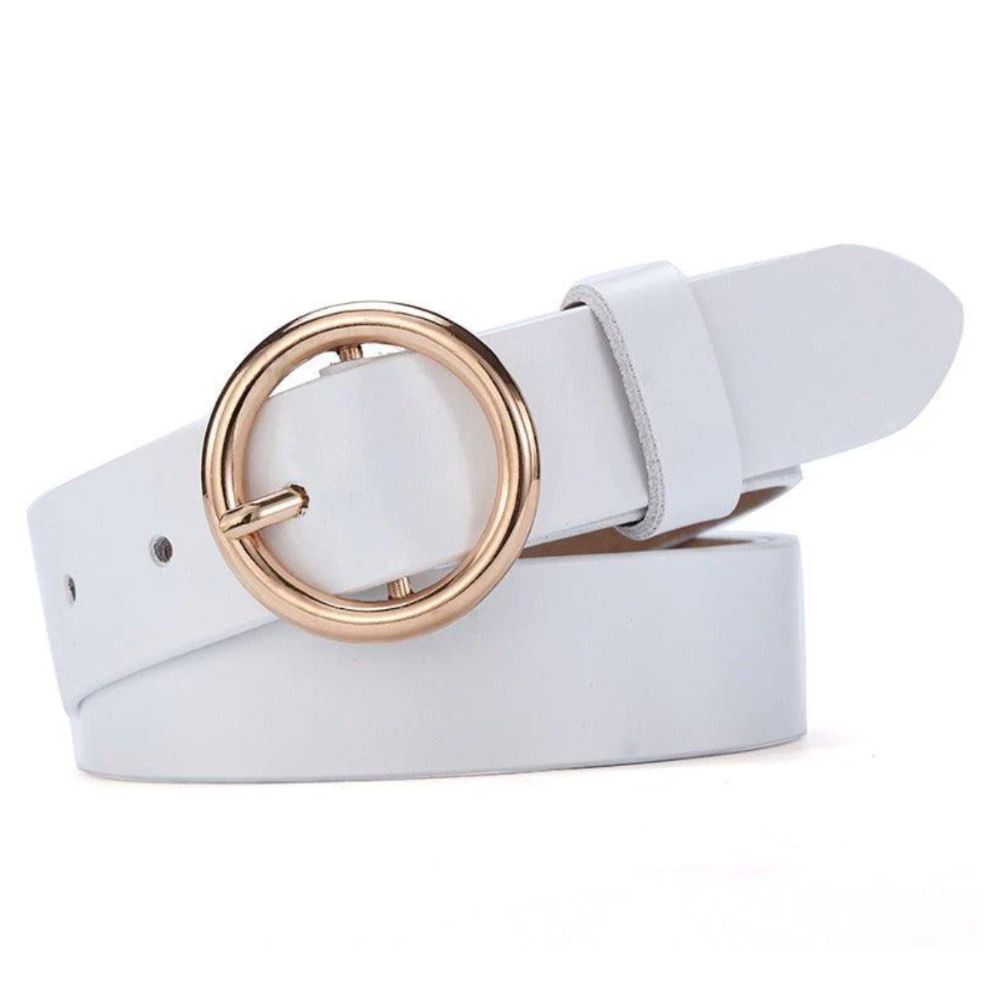 Ceinture en Cuir Lisse Boucle Dorée pour Femme - La Ceinturerie