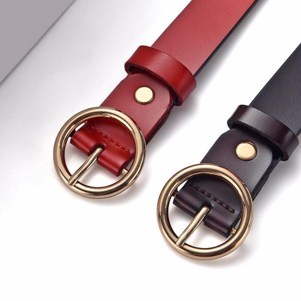 Ceinture en Cuir Lisse Boucle Dorée pour Femme - La Ceinturerie