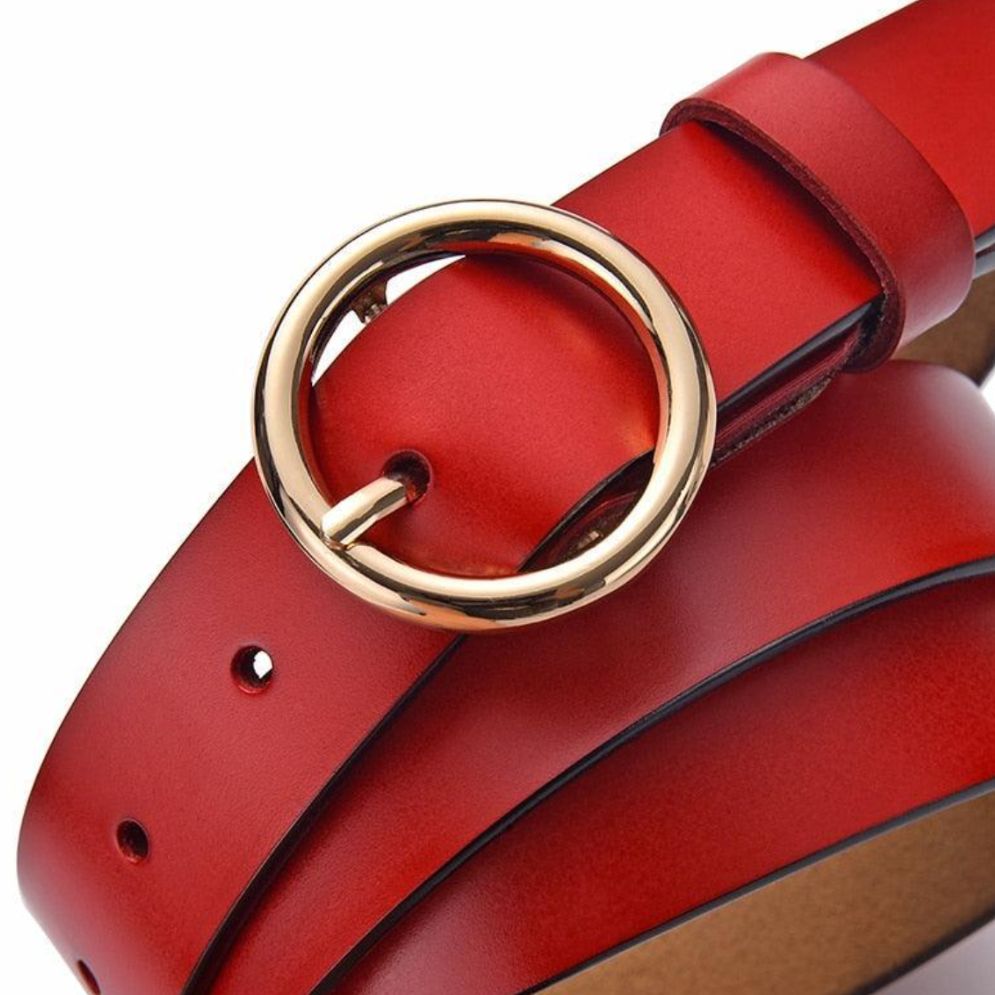 Ceinture en Cuir Lisse Boucle Dorée pour Femme - La Ceinturerie