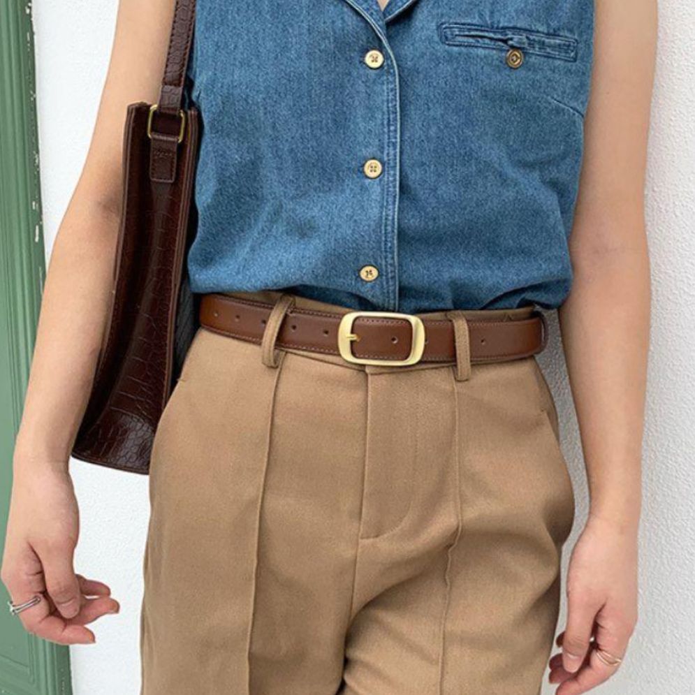Ceinture Cuir Lisse Boucle Dorée Femme Modèle Anna - La Ceinturerie