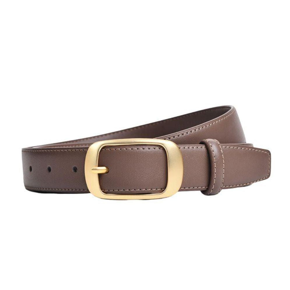 Ceinture Cuir Lisse Boucle Dorée Femme Modèle Anna - La Ceinturerie