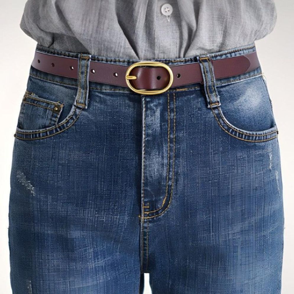 Ceinture Cuir Lisse Boucle Dorée Femme Modèle Duva - La Ceinturerie