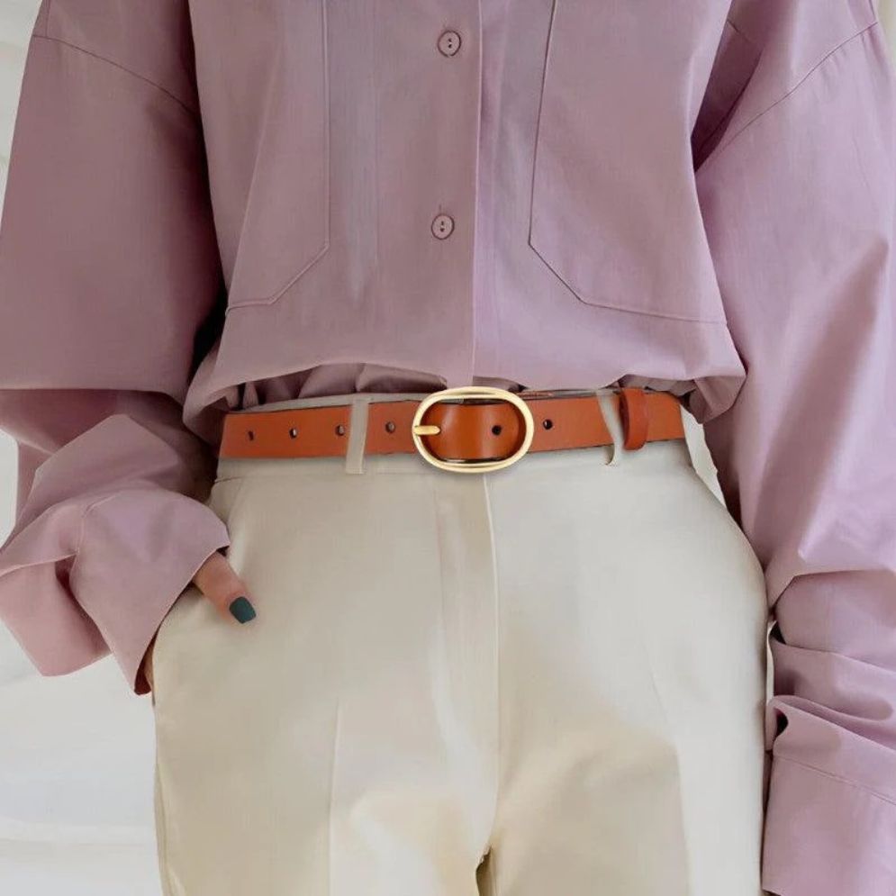 Ceinture Cuir Lisse Boucle Dorée Femme Modèle Duva - La Ceinturerie