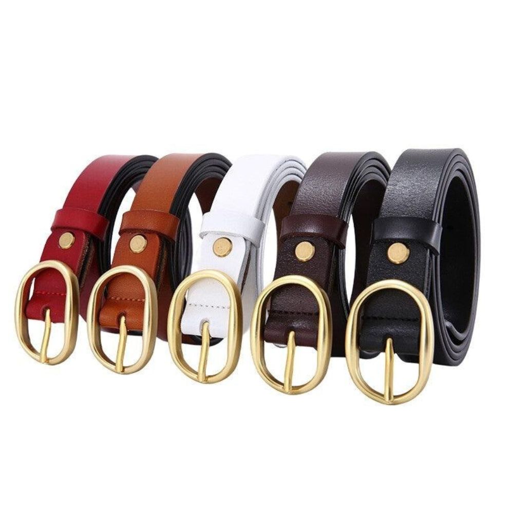 Ceinture Cuir Lisse Boucle Dorée Femme Modèle Duva - La Ceinturerie