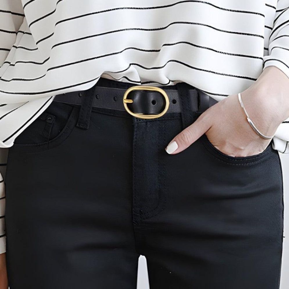 Ceinture Cuir Lisse Boucle Dorée Femme Modèle Duva - La Ceinturerie