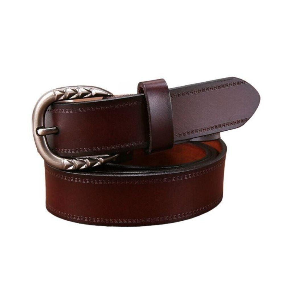Ceinture Cuir Lisse Boucle Géométriques Modèle Wrona - La Ceinturerie