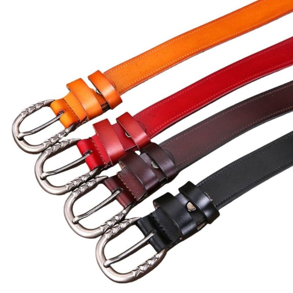 Ceinture Cuir Lisse Boucle Géométriques Modèle Wrona - La Ceinturerie