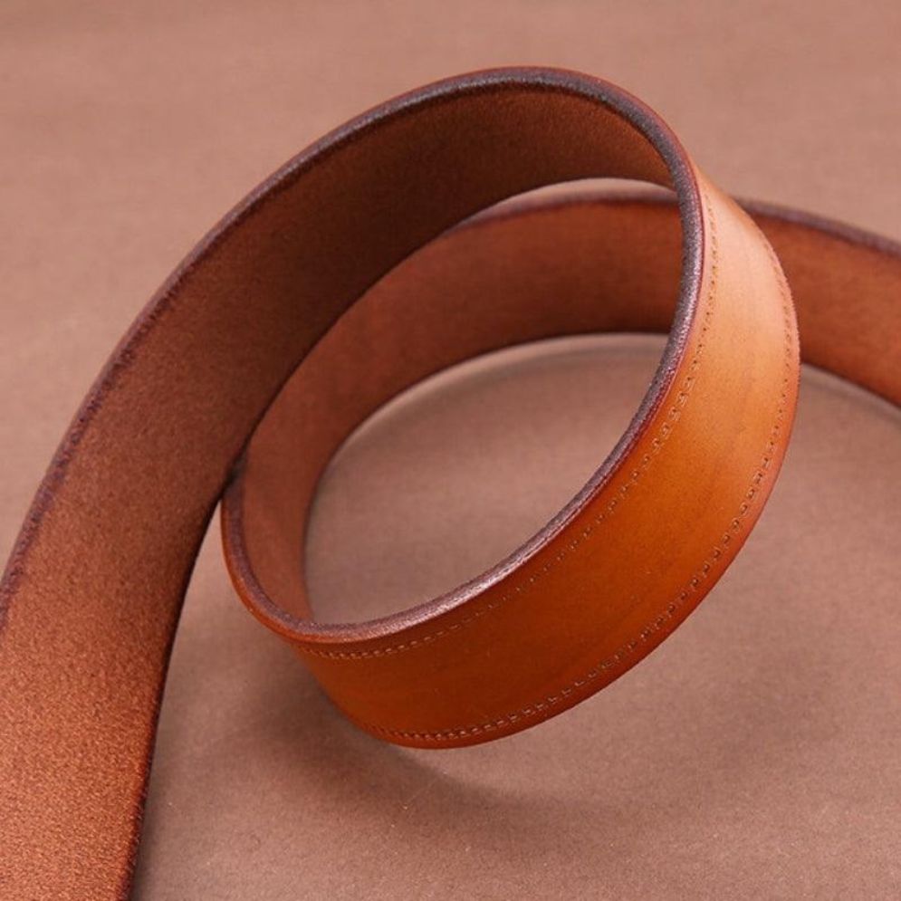 Ceinture Cuir Lisse Boucle Géométriques Modèle Wrona - La Ceinturerie