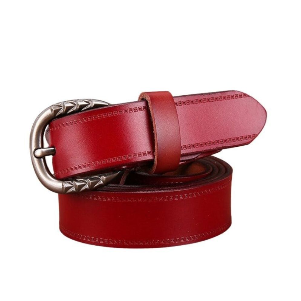 Ceinture Cuir Lisse Boucle Géométriques Modèle Wrona - La Ceinturerie