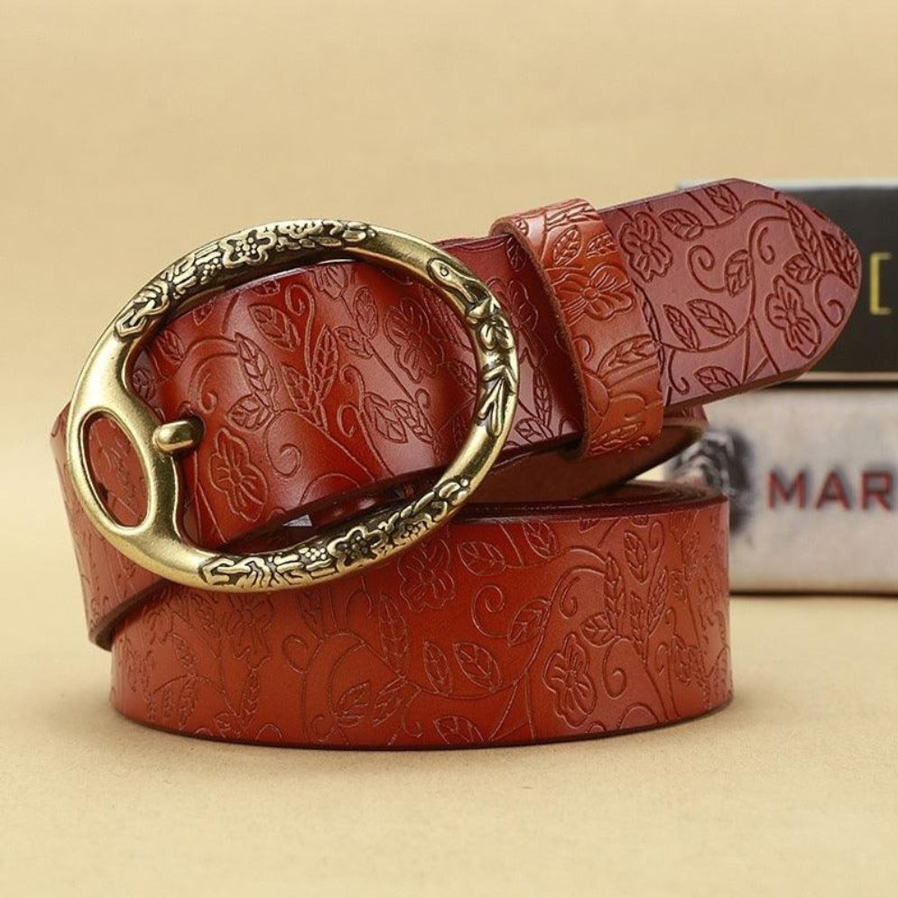 Ceinture en Cuir Bohème Femme Fleurs Modèle Fiona - La Ceinturerie