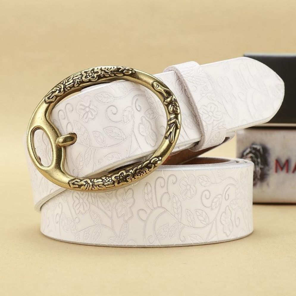 Ceinture en Cuir Bohème Femme Fleurs Modèle Fiona - La Ceinturerie