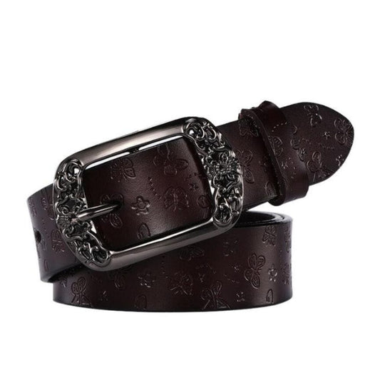 Ceinture en Cuir Femme Boucle Florale Modèle Pibamen - La Ceinturerie