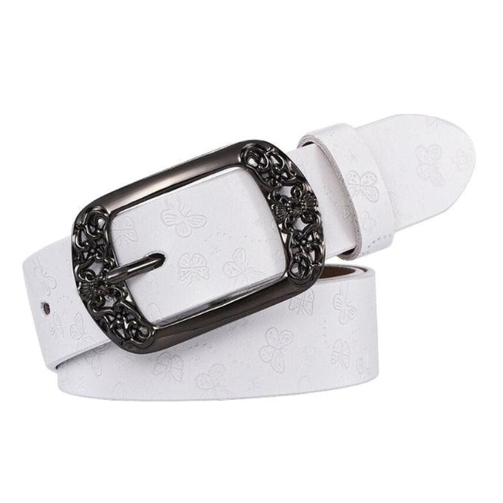 Ceinture en Cuir Femme Boucle Florale Modèle Pibamen - La Ceinturerie