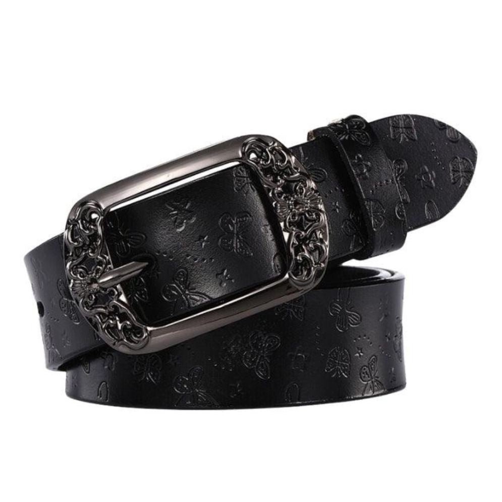 Ceinture en Cuir Femme Boucle Florale Modèle Pibamen - La Ceinturerie