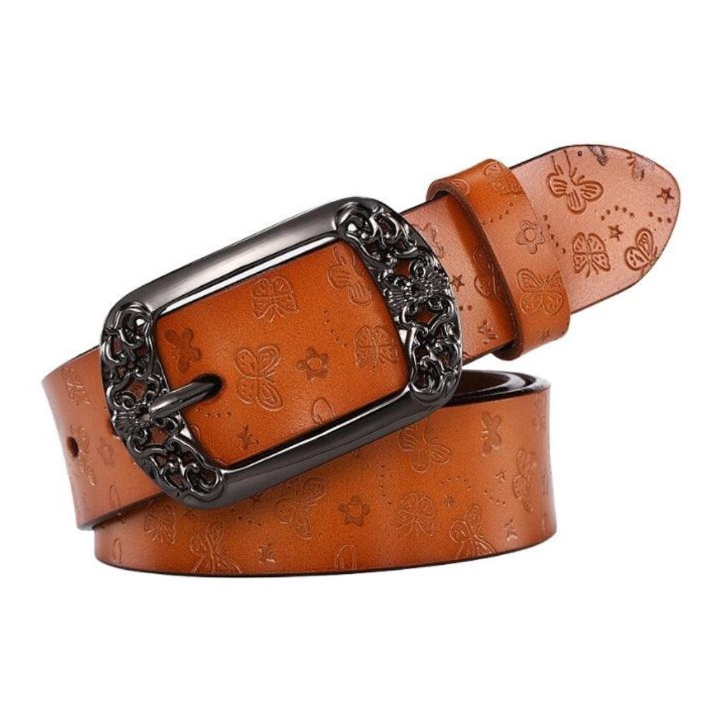Ceinture en Cuir Femme Boucle Florale Modèle Pibamen - La Ceinturerie