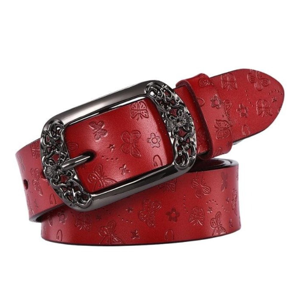 Ceinture en Cuir Femme Boucle Florale Modèle Pibamen - La Ceinturerie